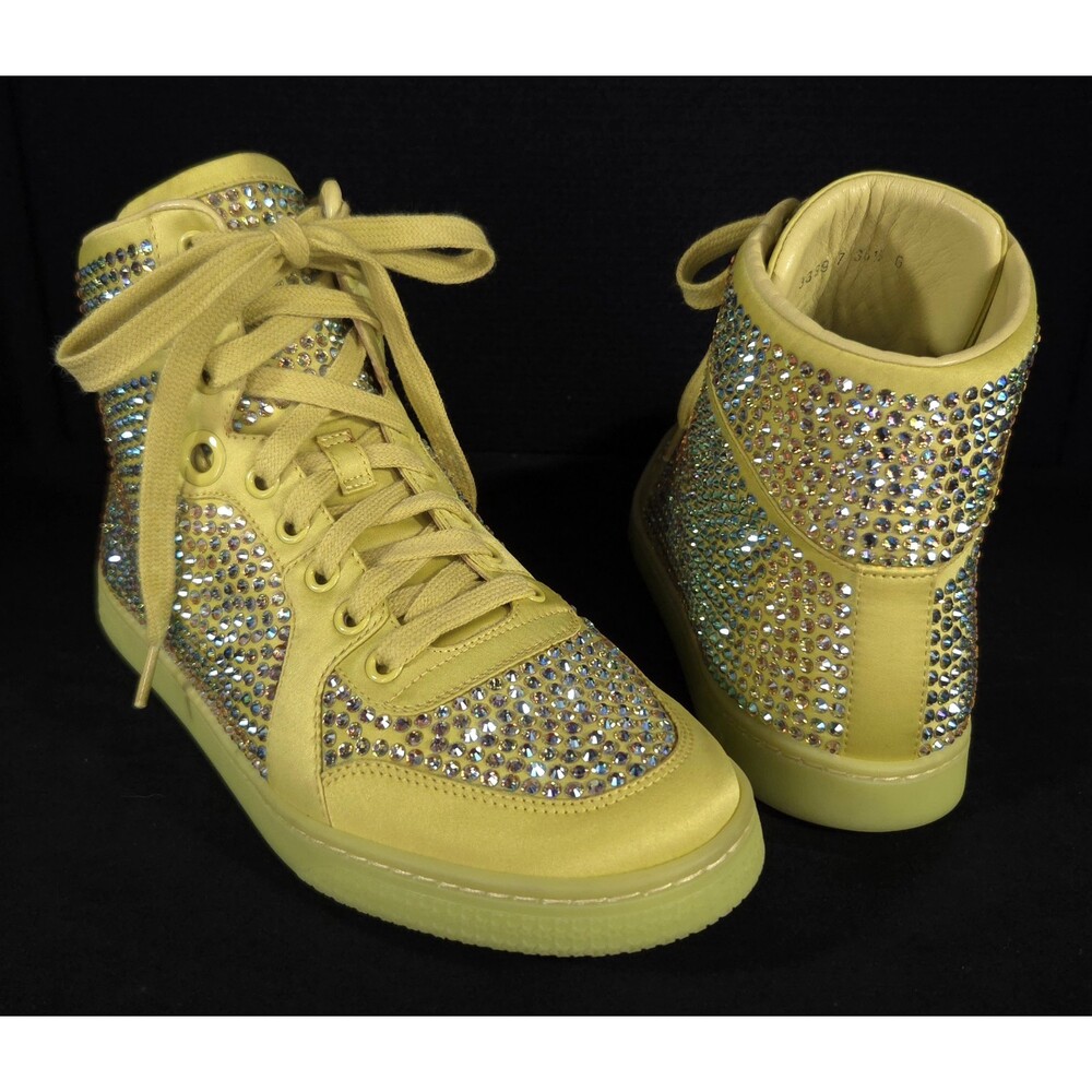 Gucci Crystal Coda High Top Sneakers US 7 EU 36.5 Womens Yellow $1100